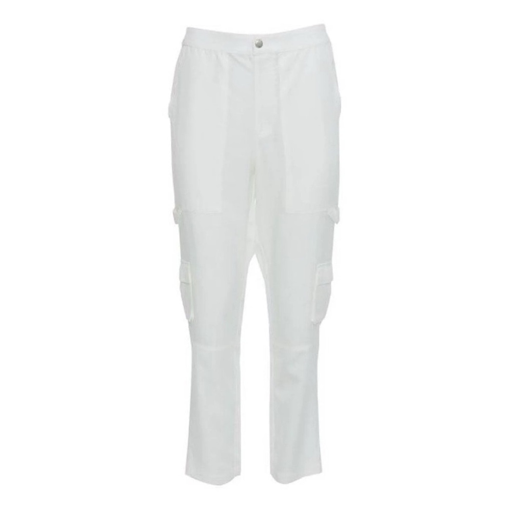 Elegant White Cropped Cargo Pants
